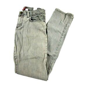 H&M Divided Jeans Womens Size 6 Skinny Mid Rise Gray Denim Leopard Print Pants